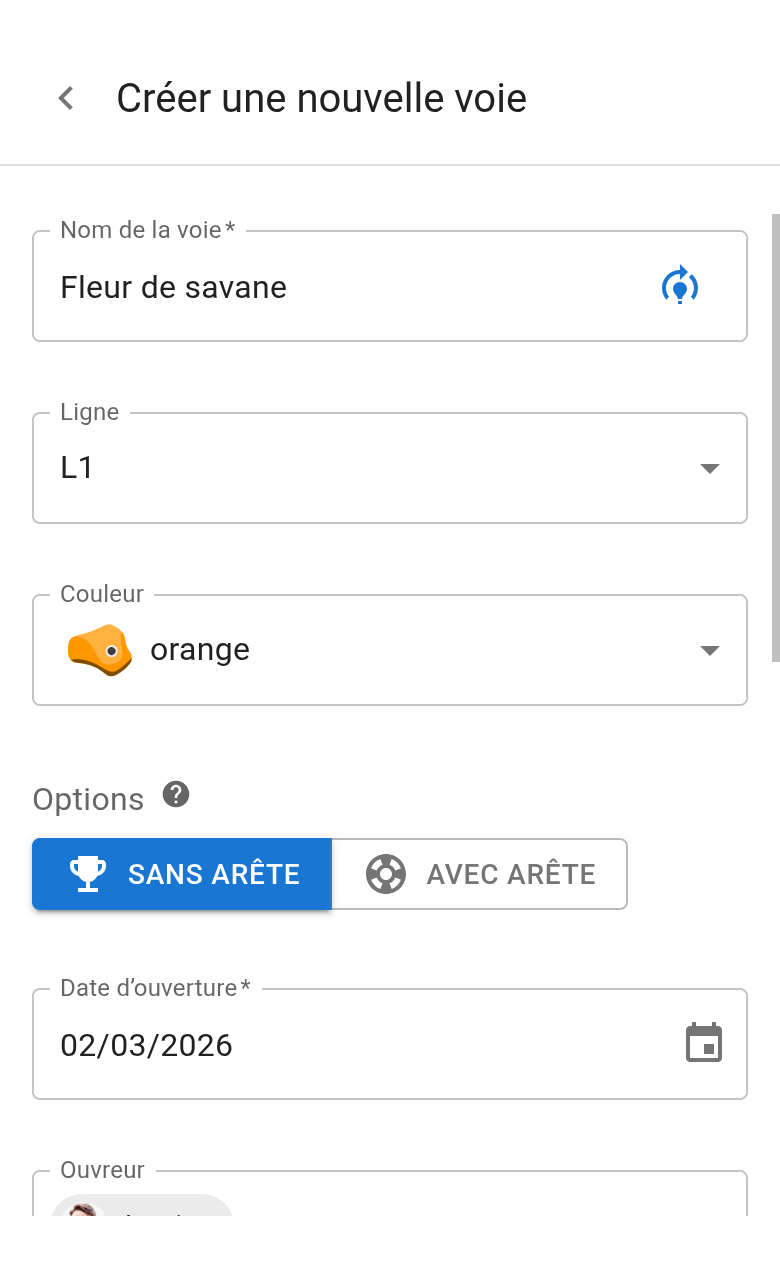 Creation d'une nouvelle voie