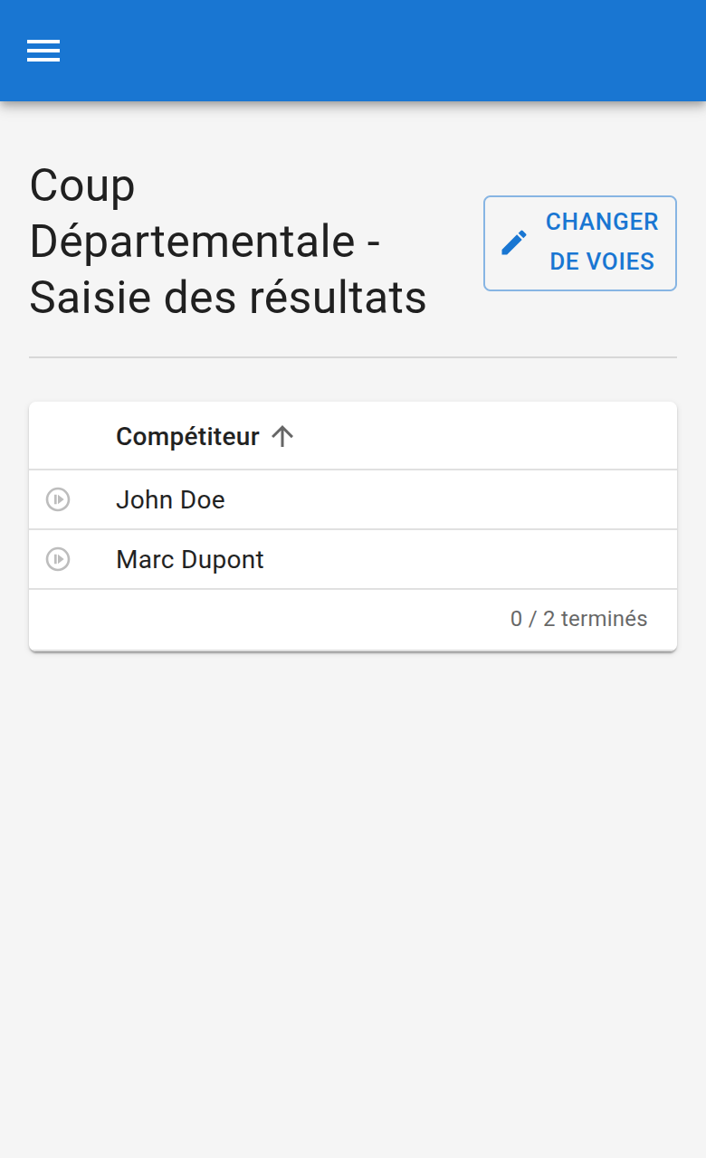 Liste des compétiteurs