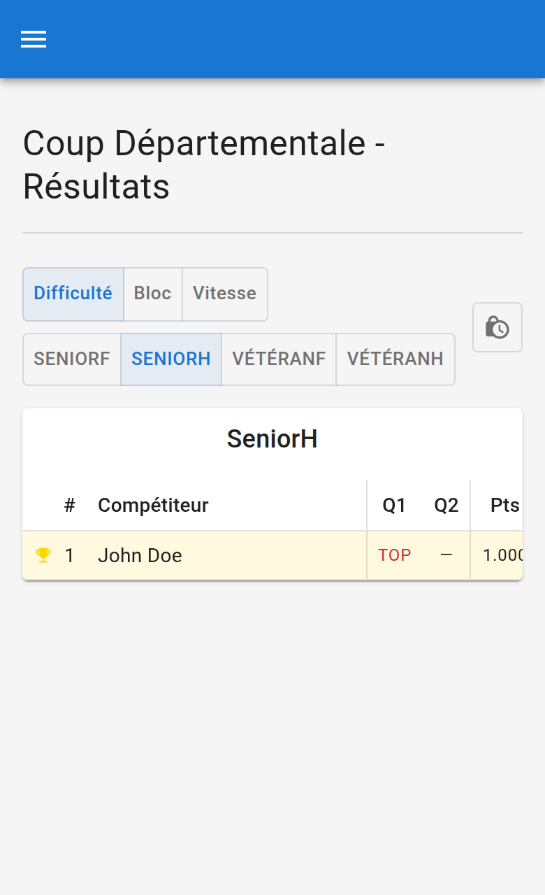 Page des résultats — vue d'ensemble