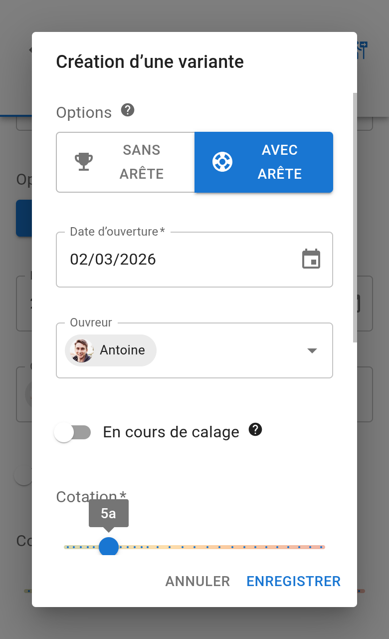 Création d'une variante de voie